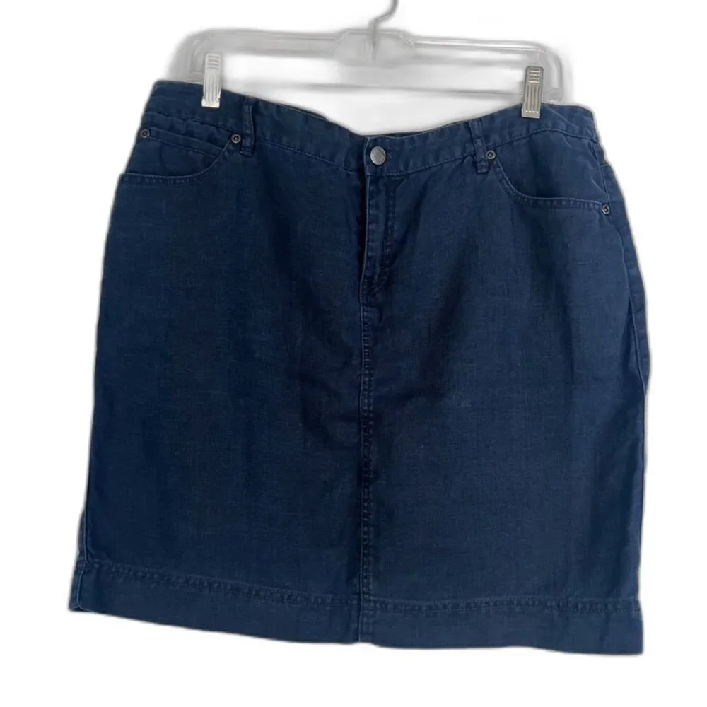 J Jill Blue 100% Linen Casual Lightweight Skirt Women's Size 12